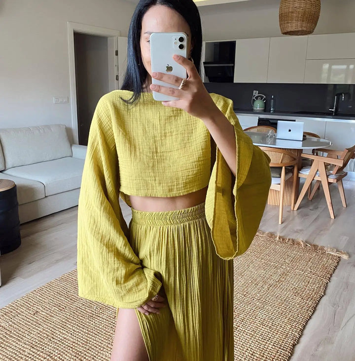 Olivia™ - Stylish top and Slit Skirt Set