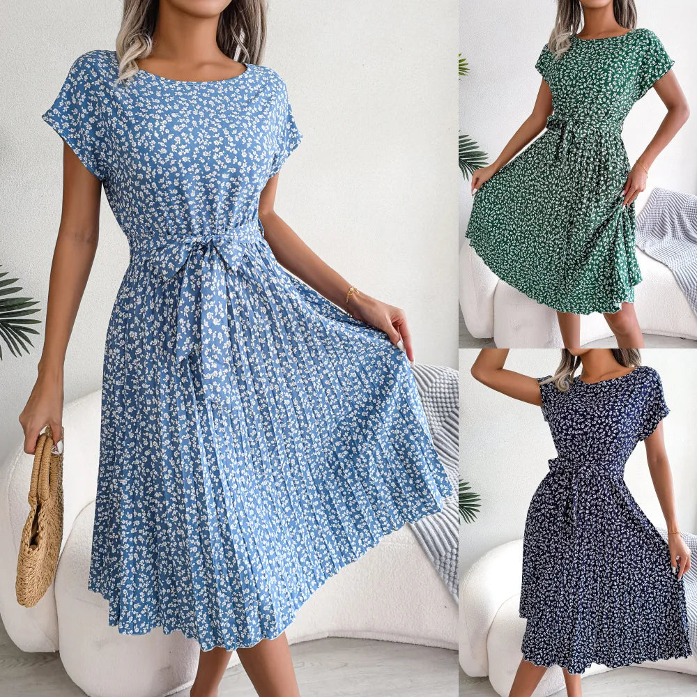 DAISYLUXE PLEATED DRESS