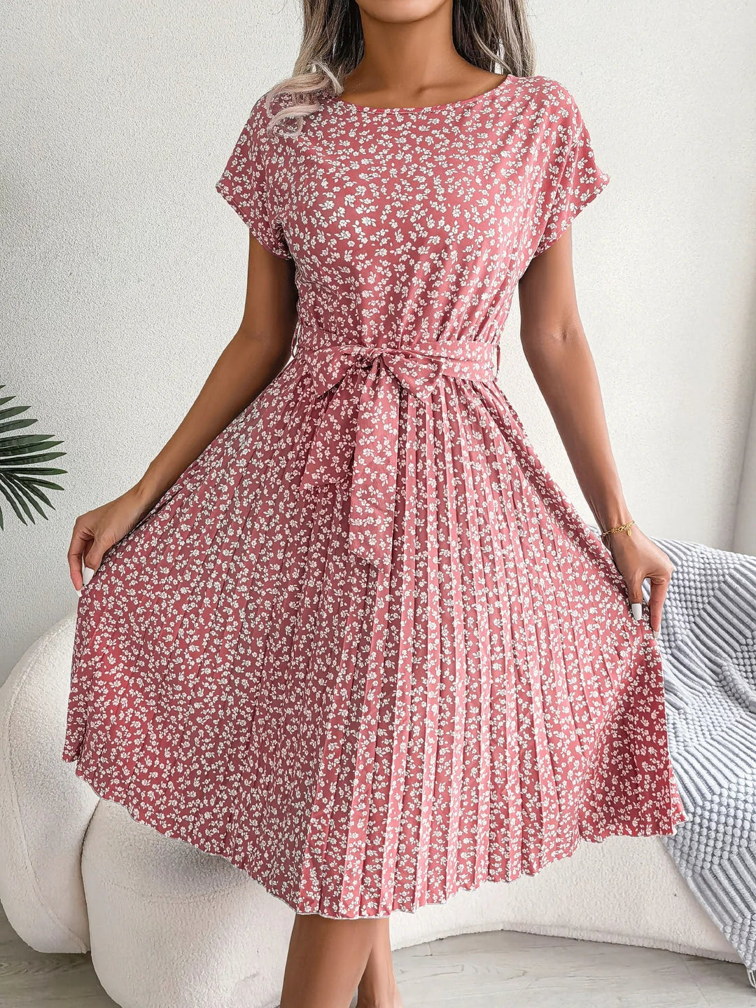 DAISYLUXE PLEATED DRESS