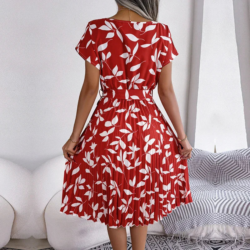 VIVAFLORAL PLEATED DRESS