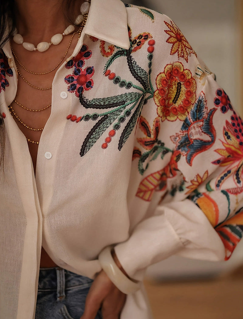 Marla - Casual shirt with long sleeves and floral print