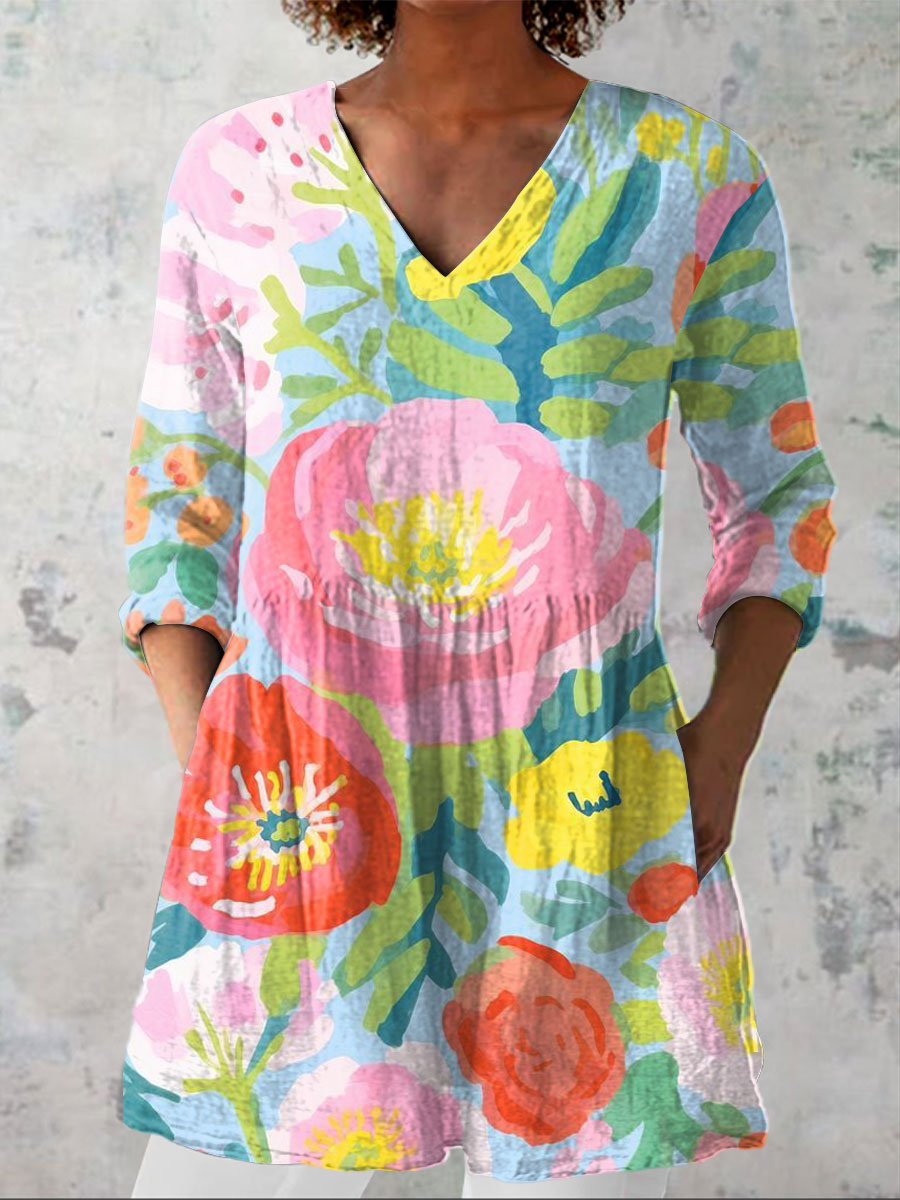 Reese - Watercolor Flowers Art Print Dress, Tops and Pants