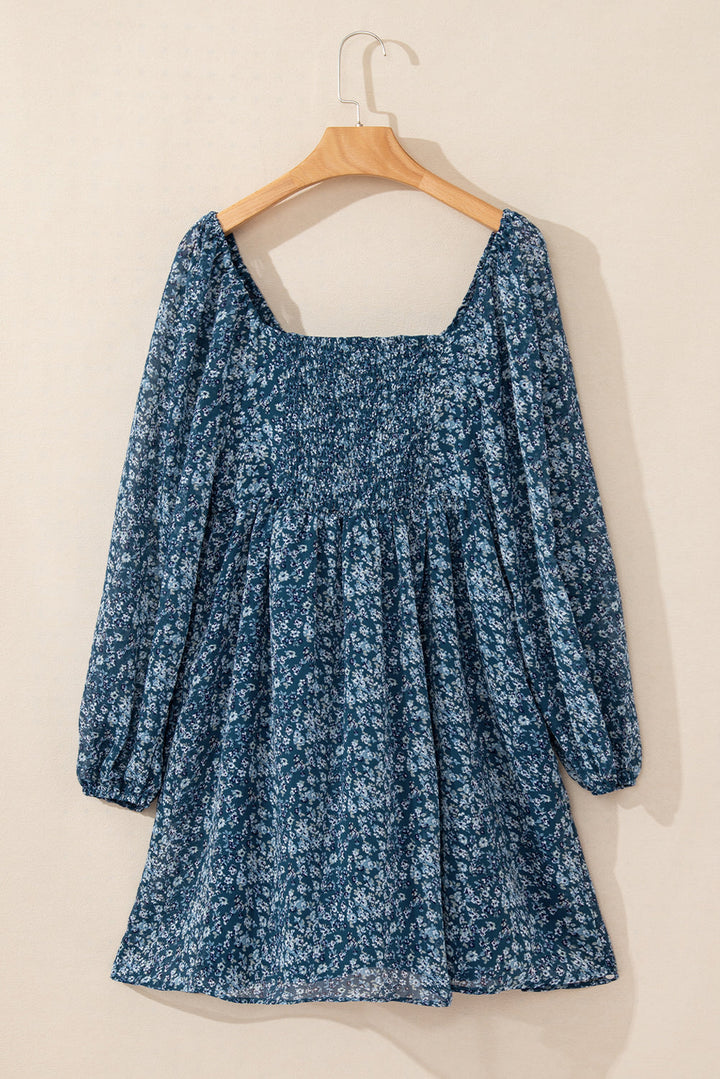 Floral Print Sweetheart Neck Mini Dress
