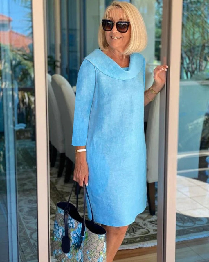 Dani  - Casual Linen Pile Collar Dress