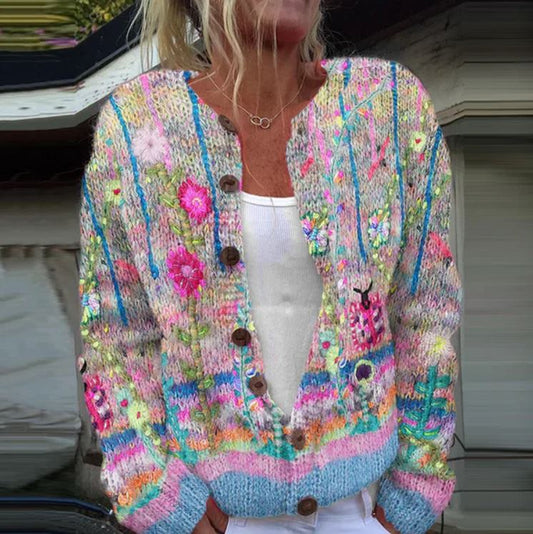 Sanne | Elegant Cardigan with Delicate Floral Print