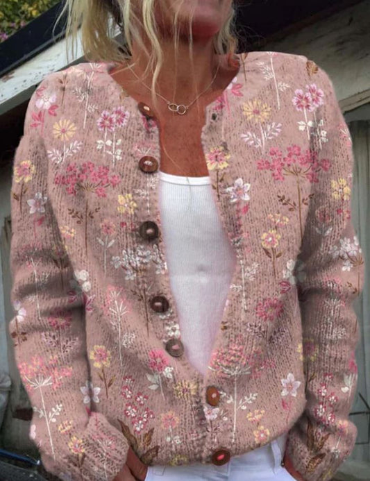 Zephyrine | Elegant Cardigan with Delicate Floral Print