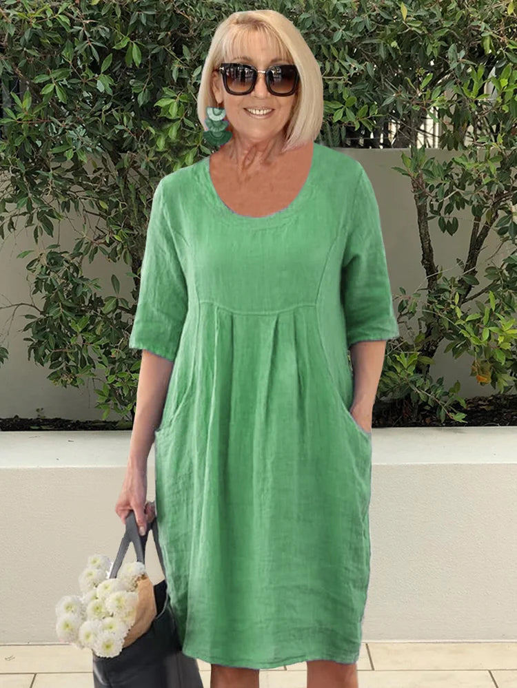 Ariana - Casual Linen Pocket Tunic Dress