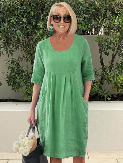Ariana - Casual Linen Pocket Tunic Dress