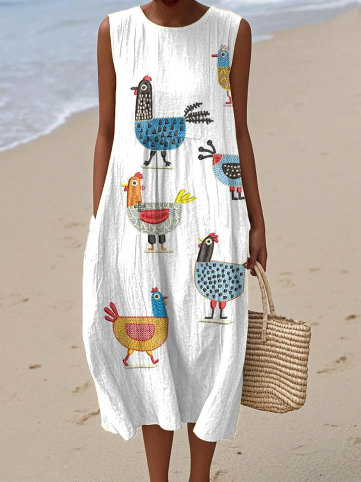Giselle - Funny Chick Art Print Casual 100% Cotton Dress, Top, Jumpsuit and Pant