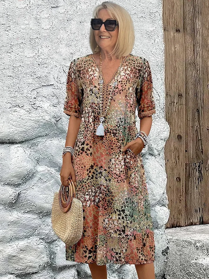 Olivine | Elegant Floral Midi Dress