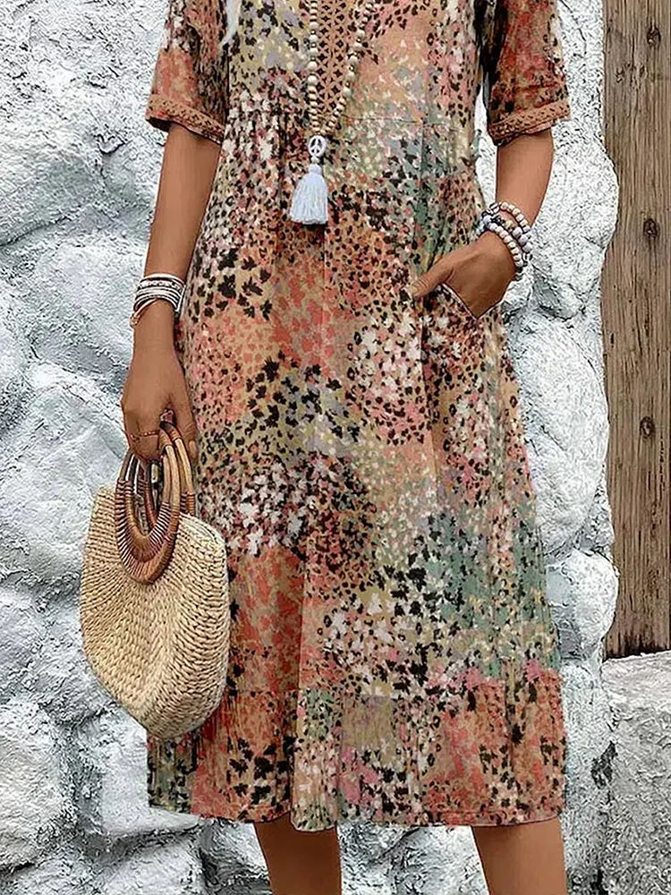 Olivine | Elegant Floral Midi Dress
