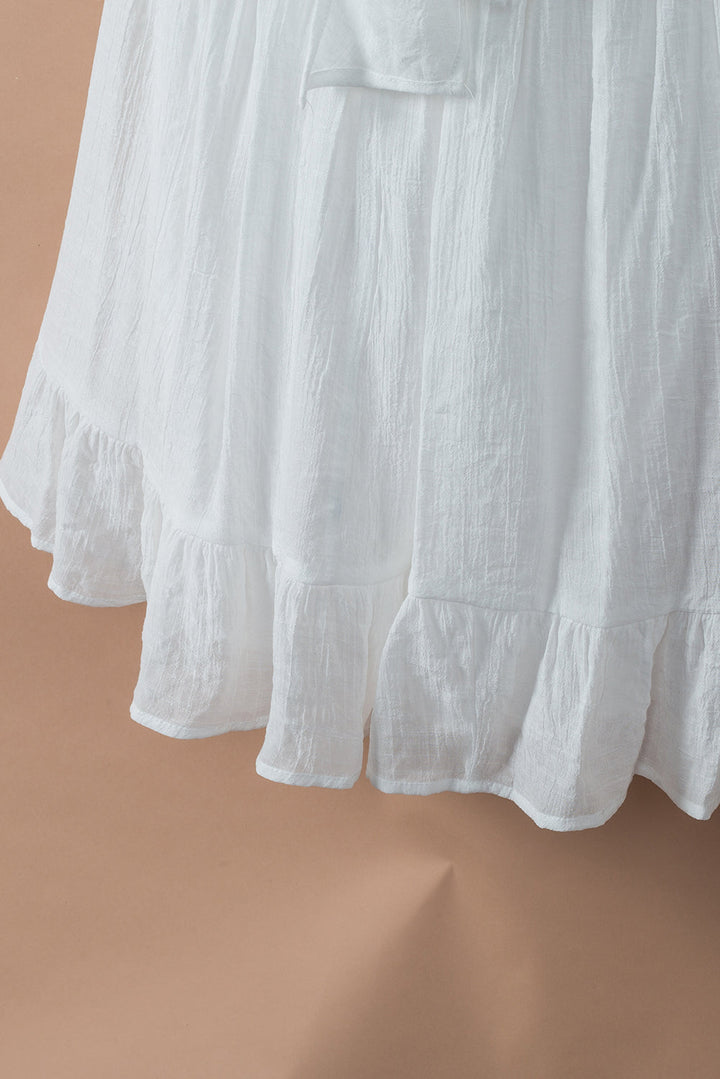 Bow Knot Ruffled High Waist Mini Dresses