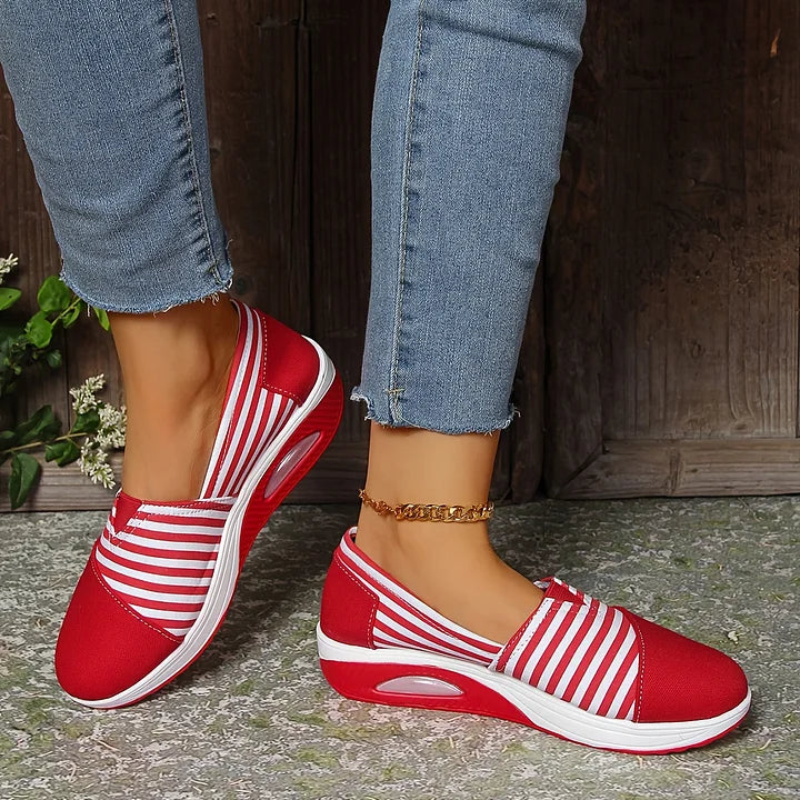 Tasha - Comfortable orthopedic slip on sneaker with stripes