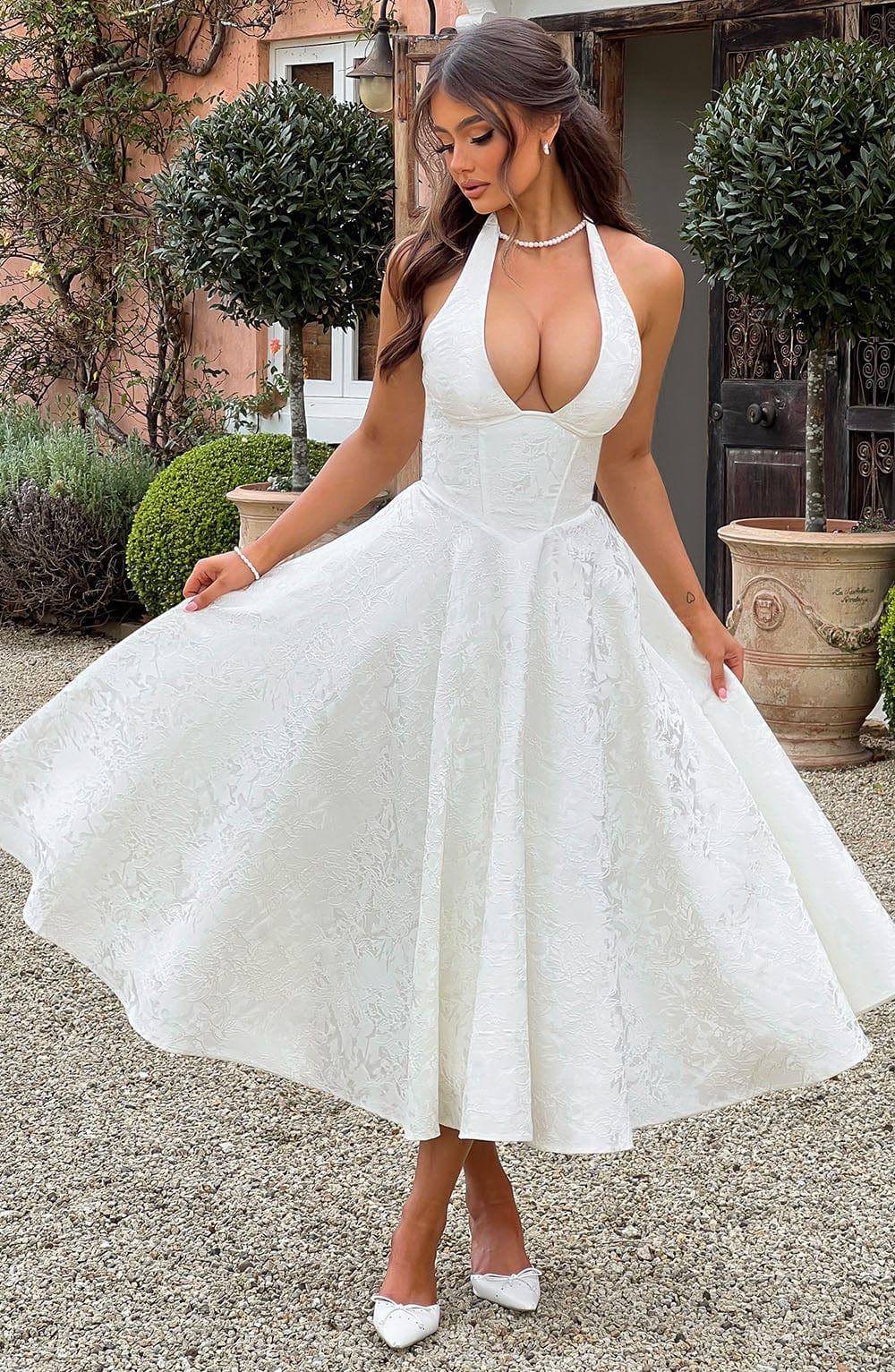 Mary - Elegant Halter Sleeveless Midi Dress