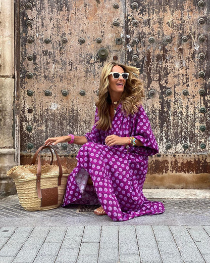 Maya | Long purple dress with floral print
