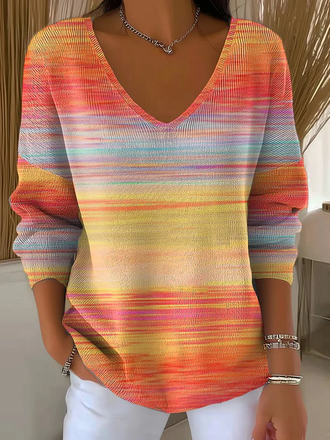 Cassie - Casual Autumn Gradient Striped Dress, Top and Jumpsuit
