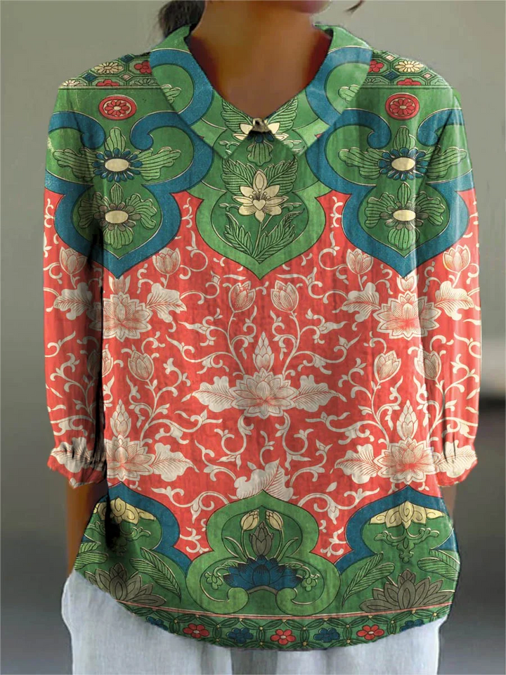 Merry | Vintage Floral Cotton-Linen Shirt