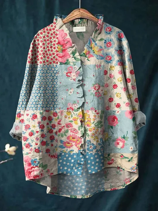 Jaclynn | Floral Cotton-Linen Shirt