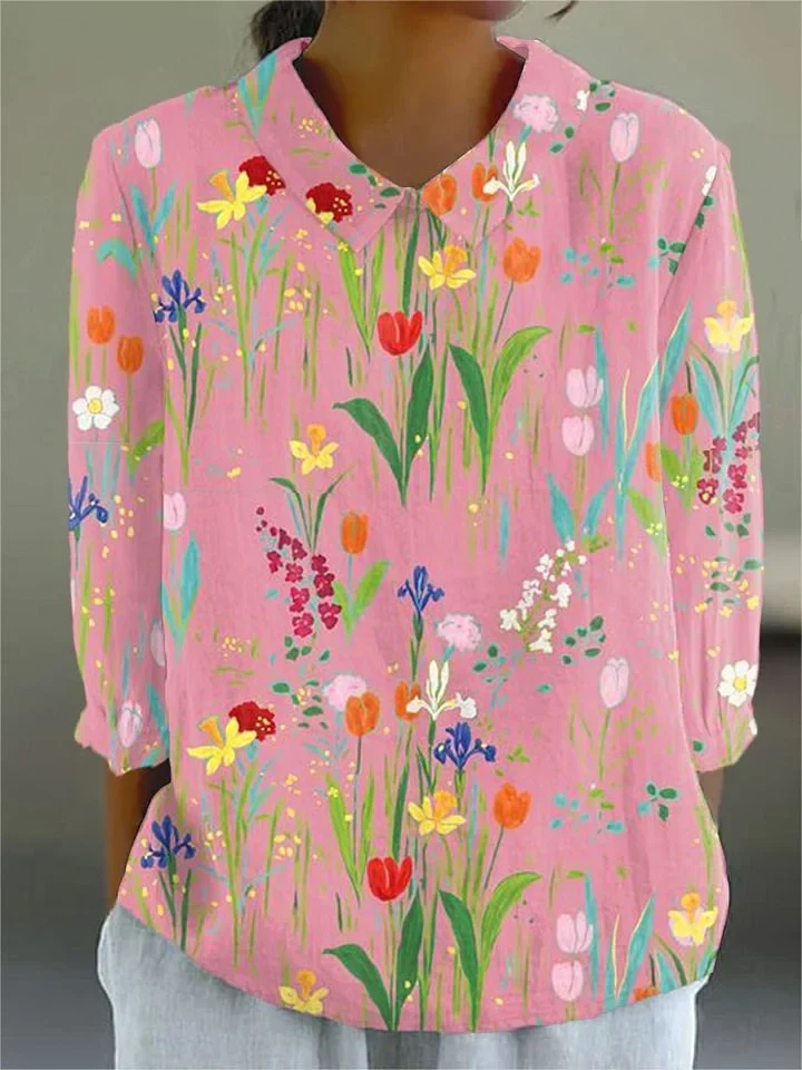Merry | Vintage Floral Cotton-Linen Shirt