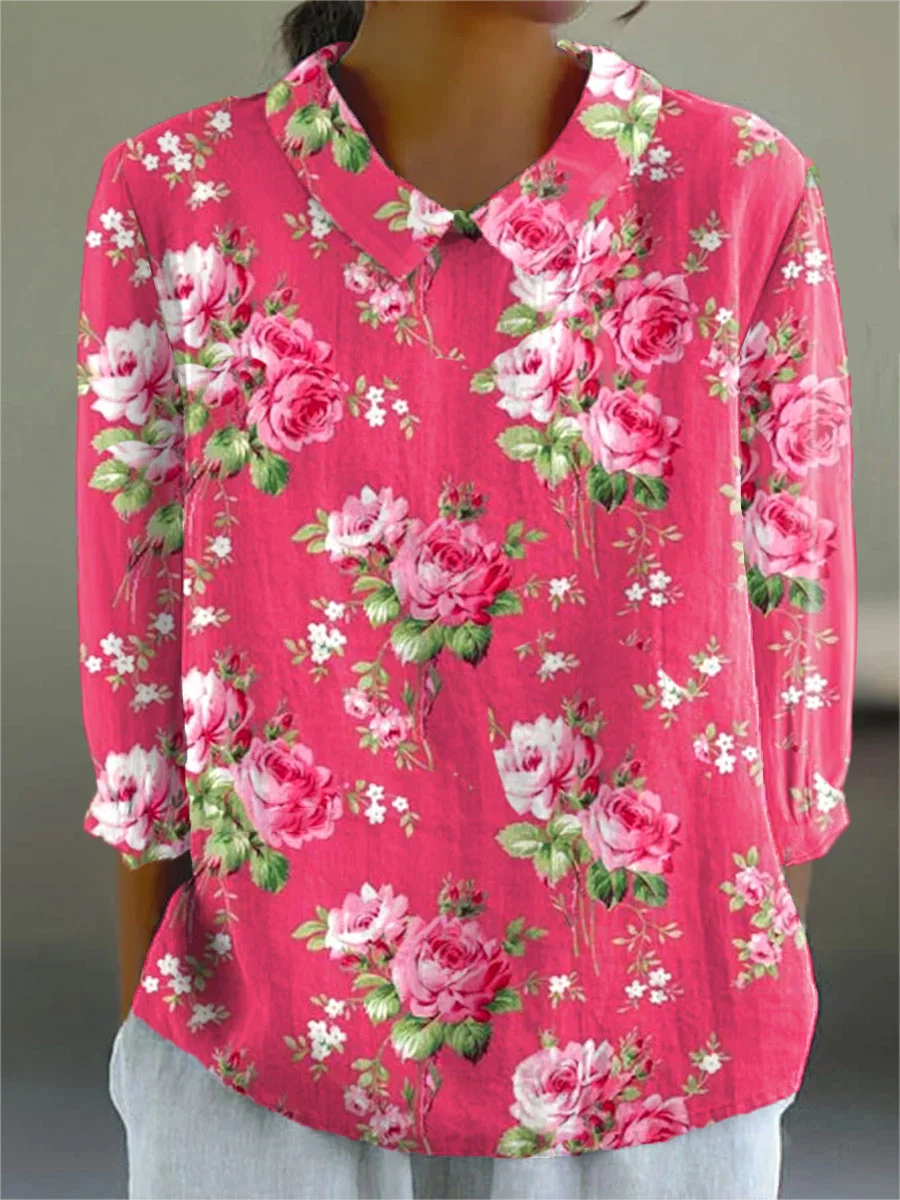 Merry | Vintage Floral Cotton-Linen Shirt