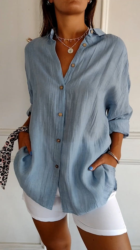 JOSEPHINE – ELEGANT RELAXED-FIT PLEATED BLOUSE