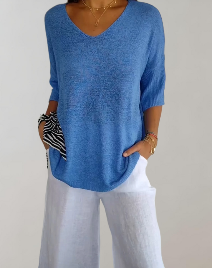 Shelia | Knitted Top With V-Neck