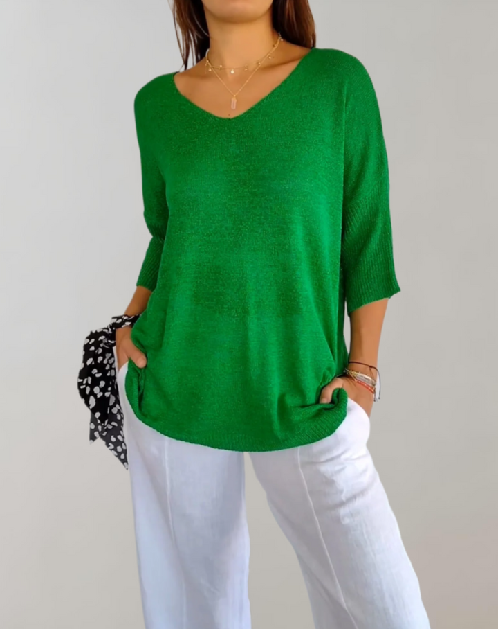 Shelia | Knitted Top With V-Neck