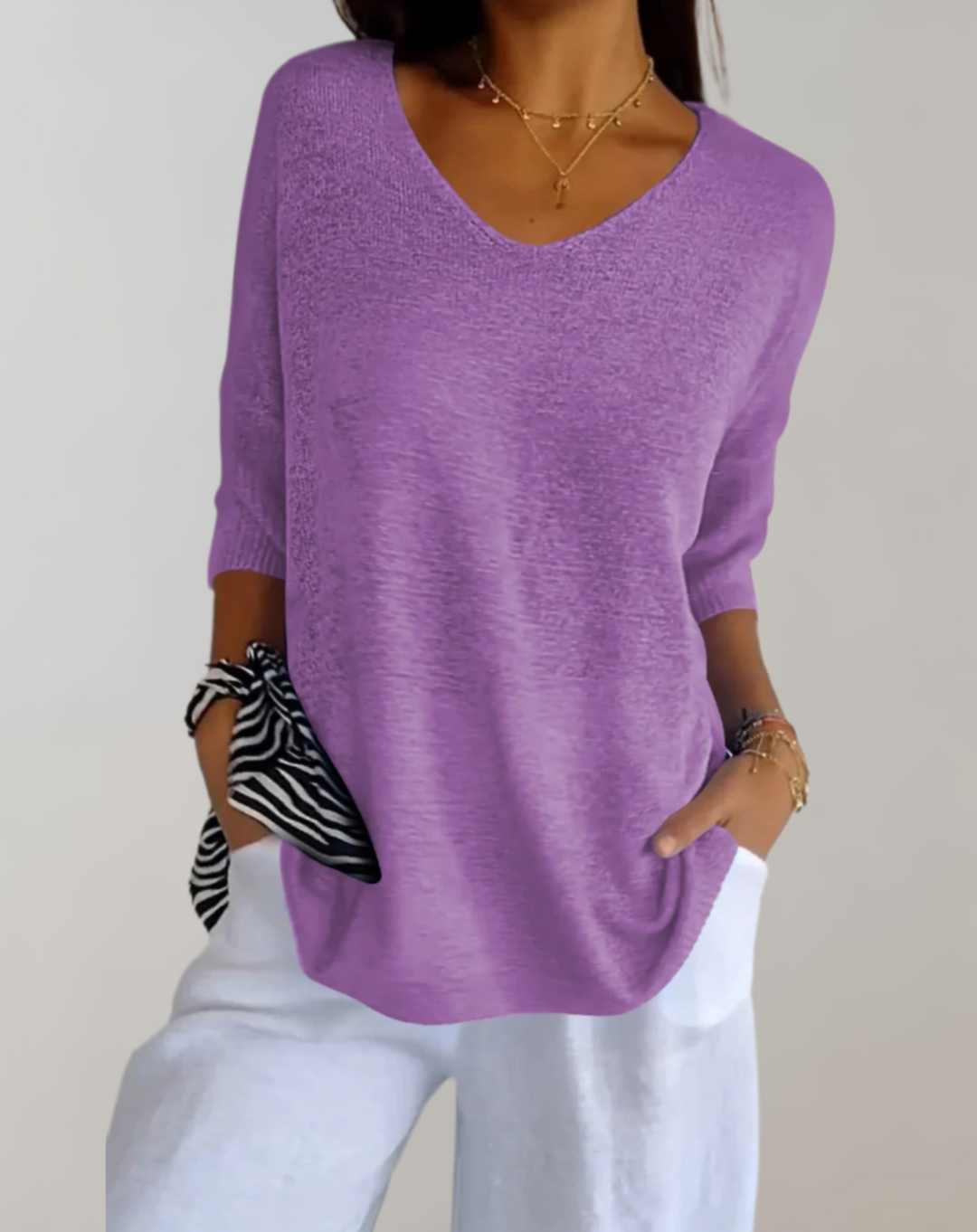 Shelia | Knitted Top With V-Neck