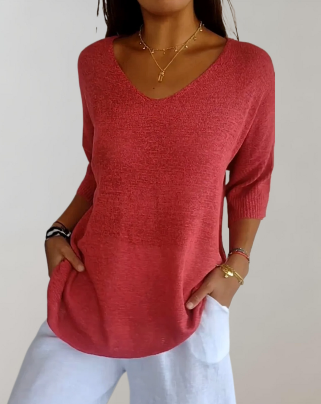 Shalia | Knitted Top With V-Neck
