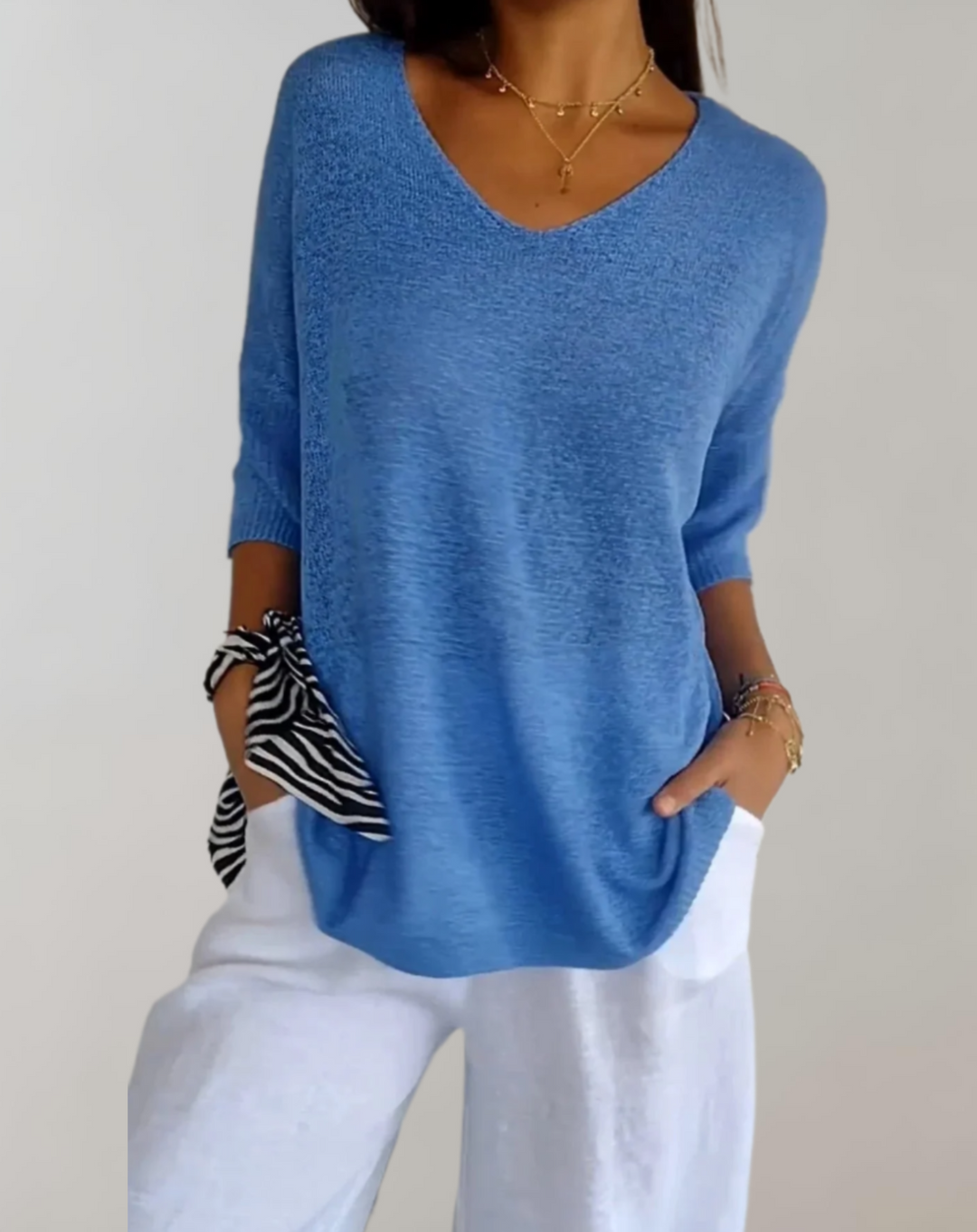 Shelia | Knitted Top With V-Neck