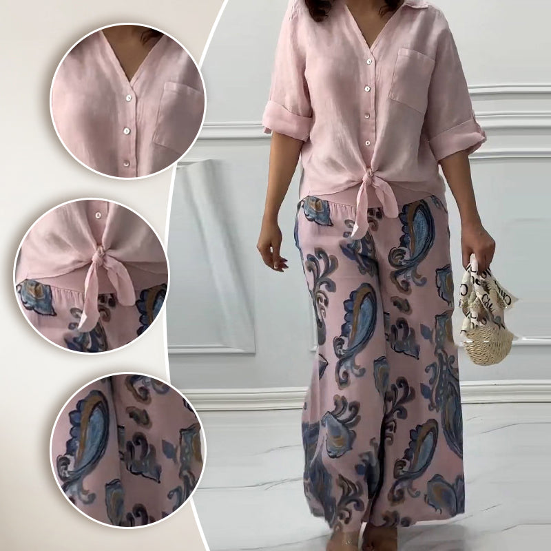 Naya™ - Comfy Blouse & High-Waist 2-Piece Set