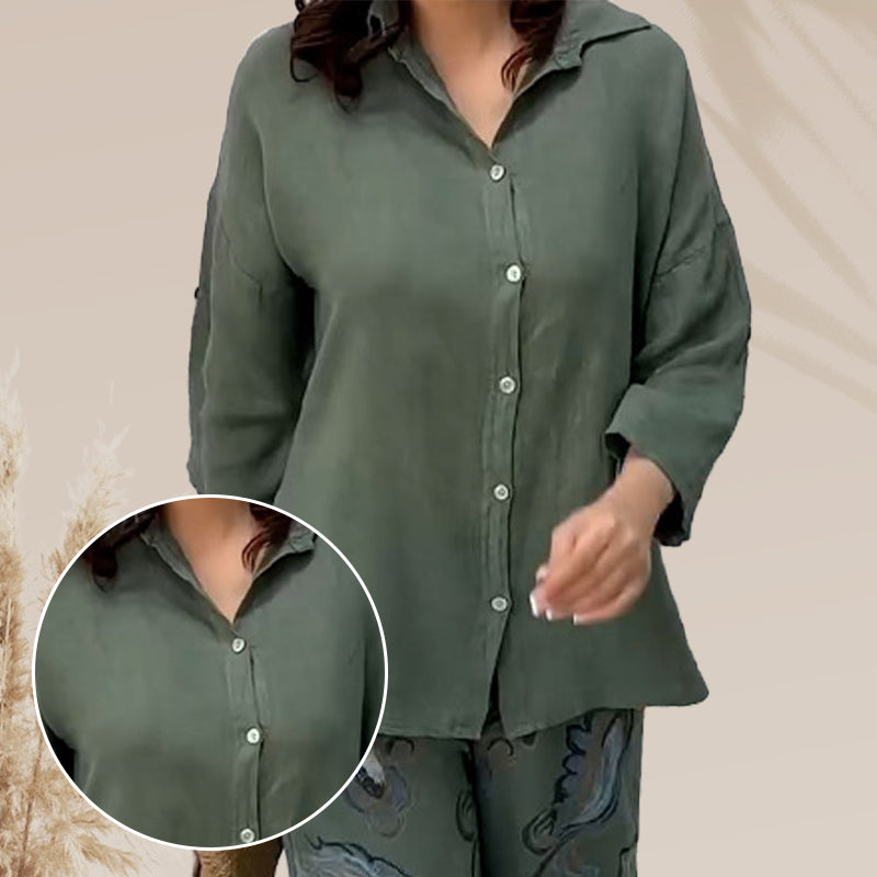 Naya™ - Comfy Blouse & High-Waist 2-Piece Set