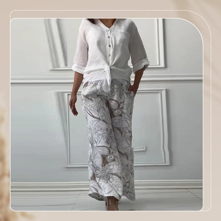 Naya™ - Comfy Blouse & High-Waist 2-Piece Set