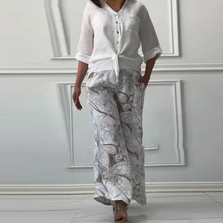 Naya™ - Comfy Blouse & High-Waist 2-Piece Set