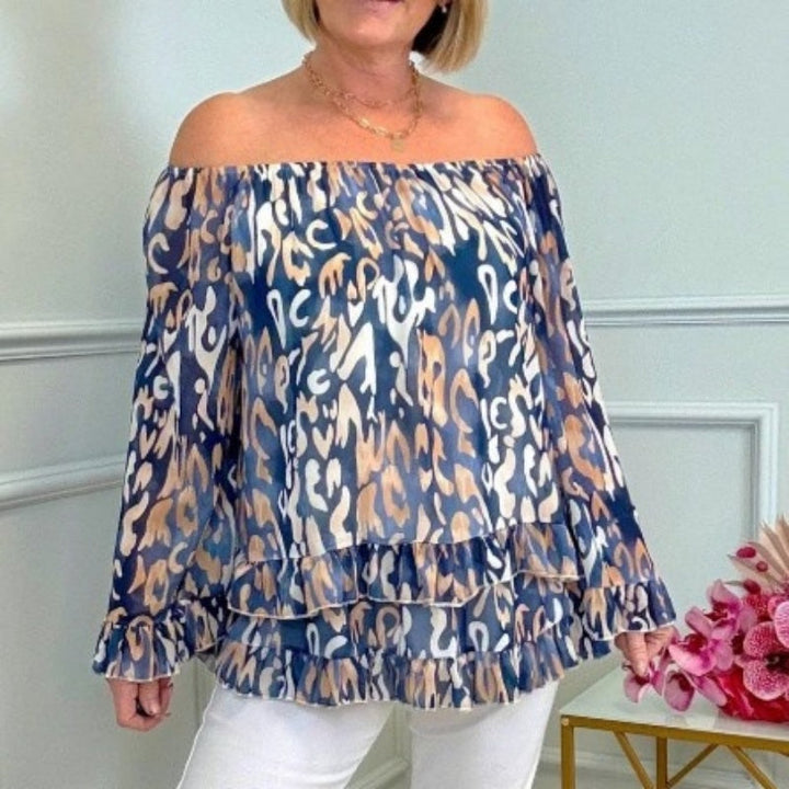 Women's Elegant Off-Shoulder Printed Top