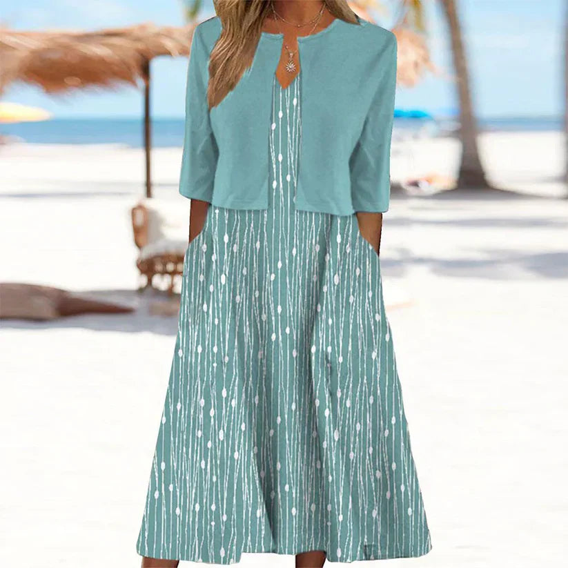 Monicca - Midi dress with unique print and jacket