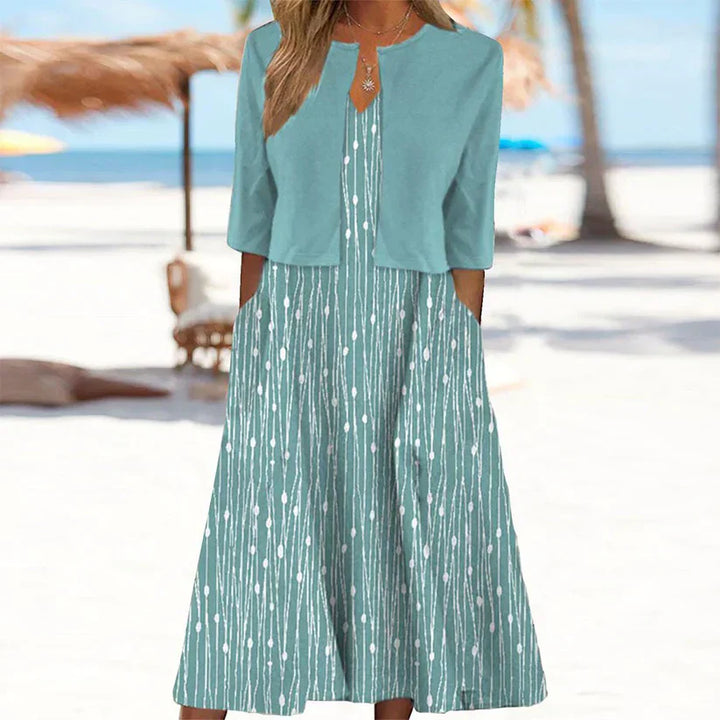 Monicca - Midi dress with unique print and jacket